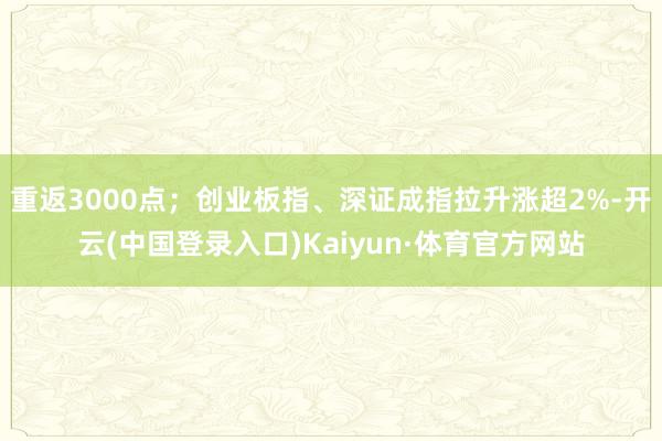 重返3000点；创业板指、深证成指拉升涨超2%-开云(中国登录入口)Kaiyun·体育官方网站