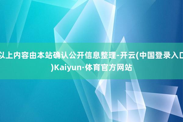 以上内容由本站确认公开信息整理-开云(中国登录入口)Kaiyun·体育官方网站