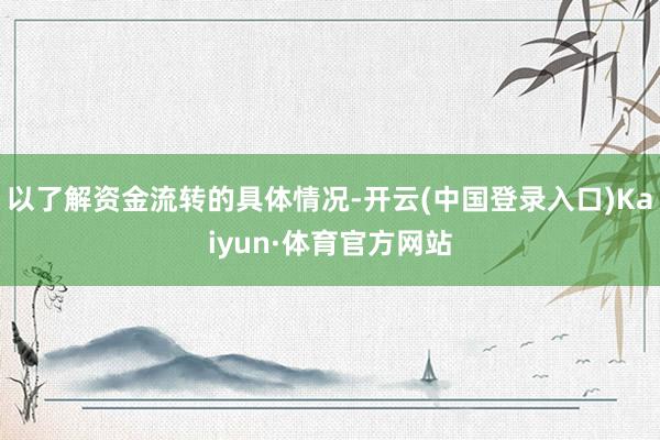 以了解资金流转的具体情况-开云(中国登录入口)Kaiyun·体育官方网站