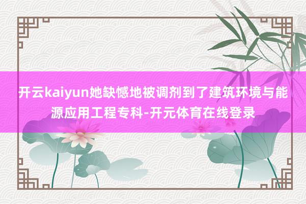 开云kaiyun她缺憾地被调剂到了建筑环境与能源应用工程专科-开元体育在线登录