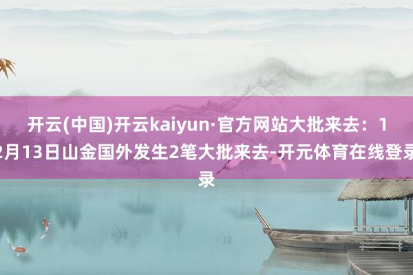 开云(中国)开云kaiyun·官方网站大批来去：12月13日山金国外发生2笔大批来去-开元体育在线登录